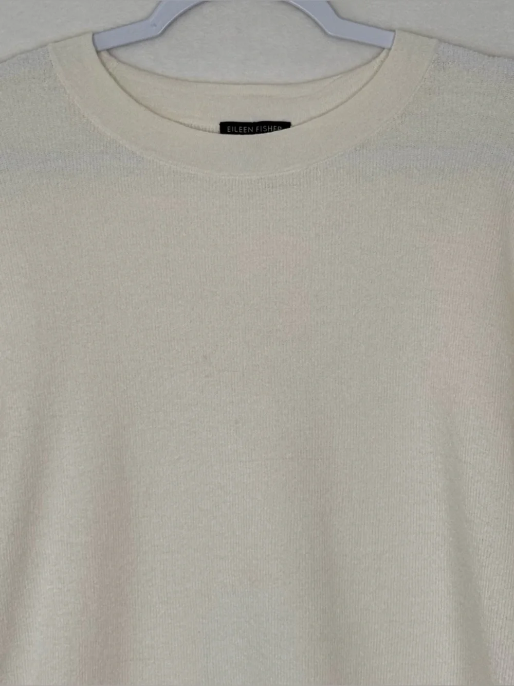 Eileen Fisher Organic Linen Boxy Knit Top Ivory S/M
